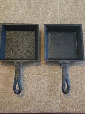 Pair Of Small Square Cast Iron Skillets